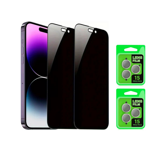 [2+2 Pack] iPhone Privacy Screen & Camera Lens Protectors